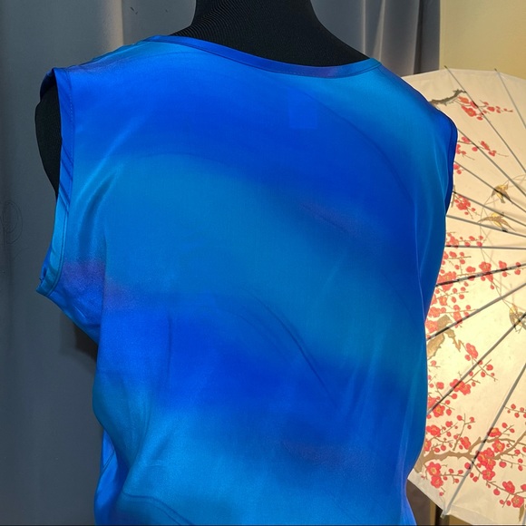 A Touch of Class Blue Purple Tie Dye Silk Blouse - Picture 4 of 7